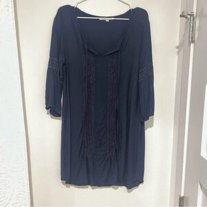 Solitaire Navy Lace Front Shift Dress